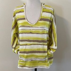 Sam & Lavi striped hooded pouch pocket 3/4 sleeve